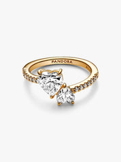 Anillo Doble Corazon Dorado