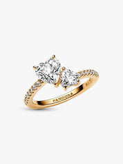 Anillo Doble Corazon Dorado