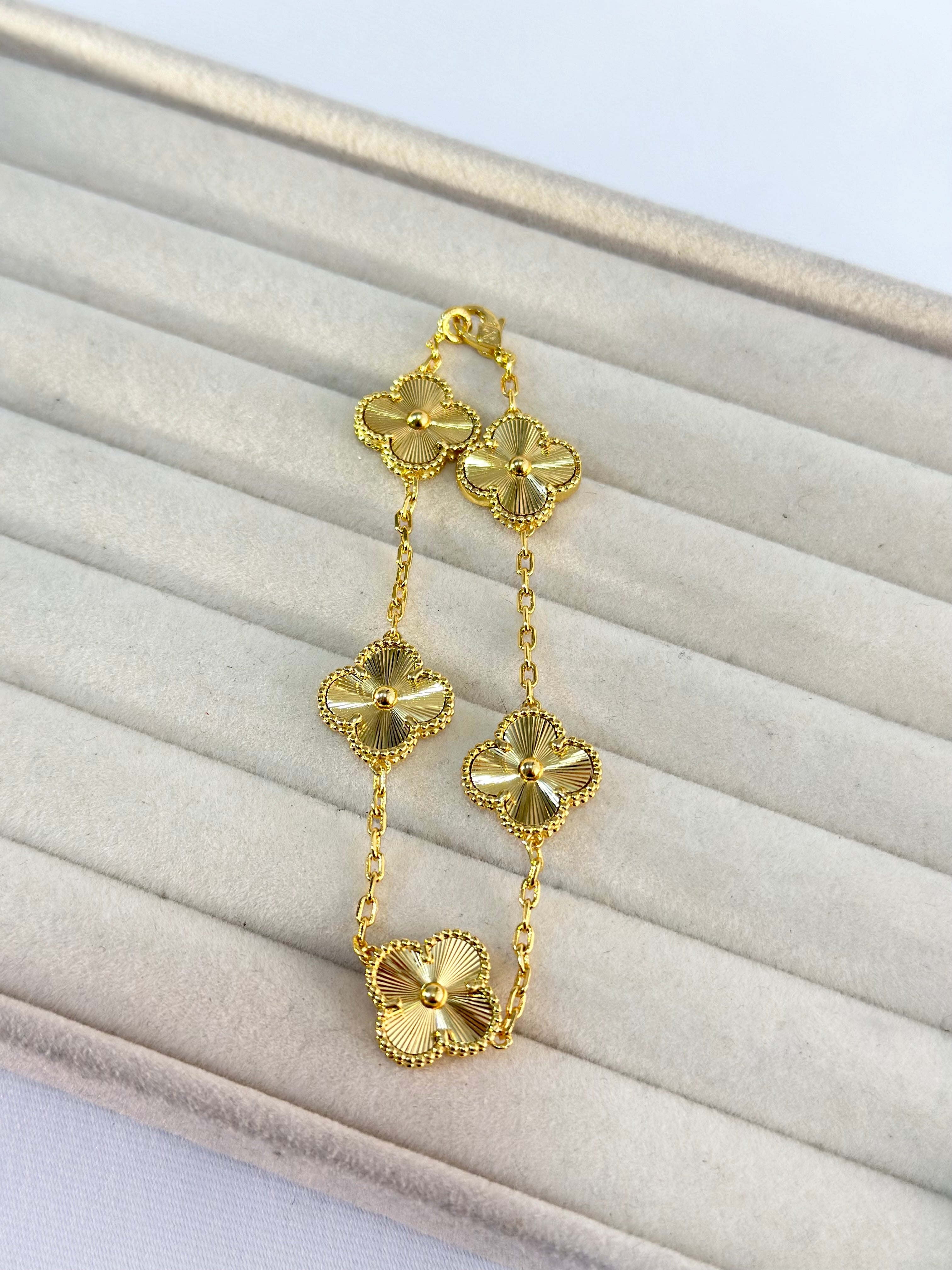 Pulsera Van Cleef Alhambra Vintage 5 Tréboles Dorado