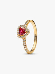 Anillo Corazón en Relieve Rojo Dorado