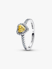 Anillo Corazón Amarillo en Relieve Brillante