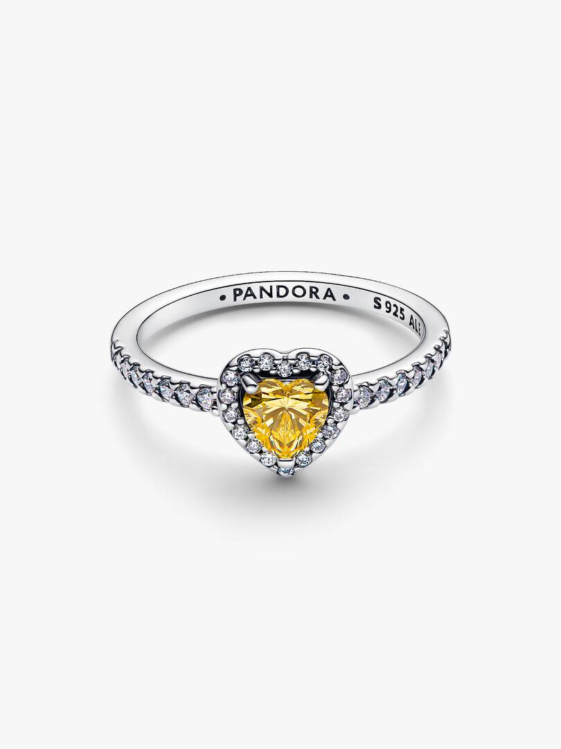 Anillo Corazón Amarillo en Relieve Brillante