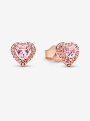 Pendientes Oro Rosa Piedra Brillante Rosa