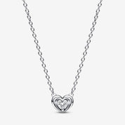 Collar Corazón Radiante y Gema Flotante