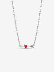 Collar Flecha y Corazón Rojo Cristal de Murano Plata de primera ley