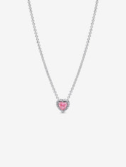 Collar Corazón Rosa Halo Brillante