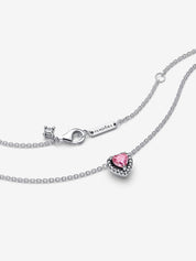 Collar Corazón Rosa Halo Brillante