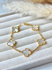 Pulsera Van Cleef Alhambra vintage 5 Tréboles Blancos