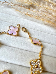 Pulsera Van Cleef Alhambra vintage 5 Tréboles Rosa y Dorado