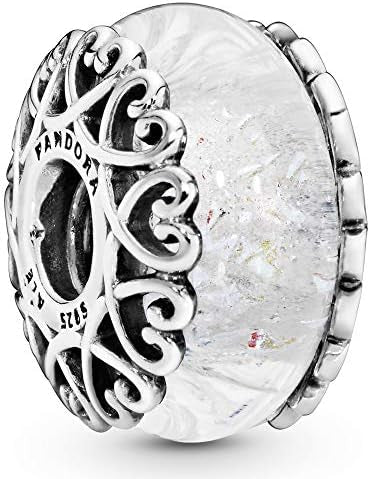 Charm Cristal Murano Blanco Iridiscente