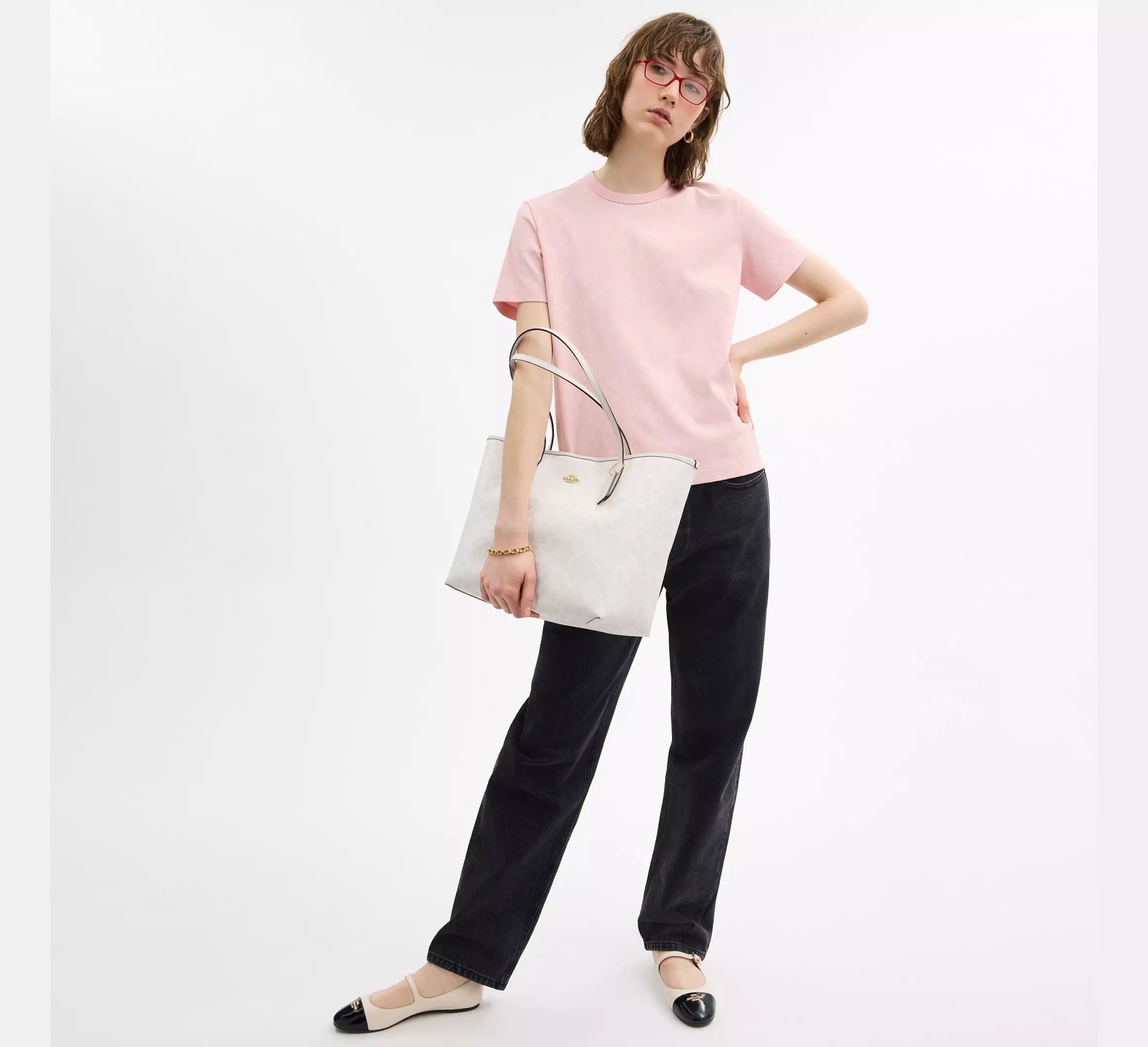 Coach City Tote – Chalk Signature Canvas con Interior Vino