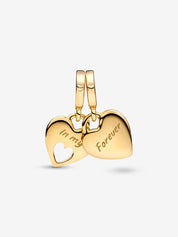 Charm Colgante Divisible Corazón Doble Madre e Hija Dorado