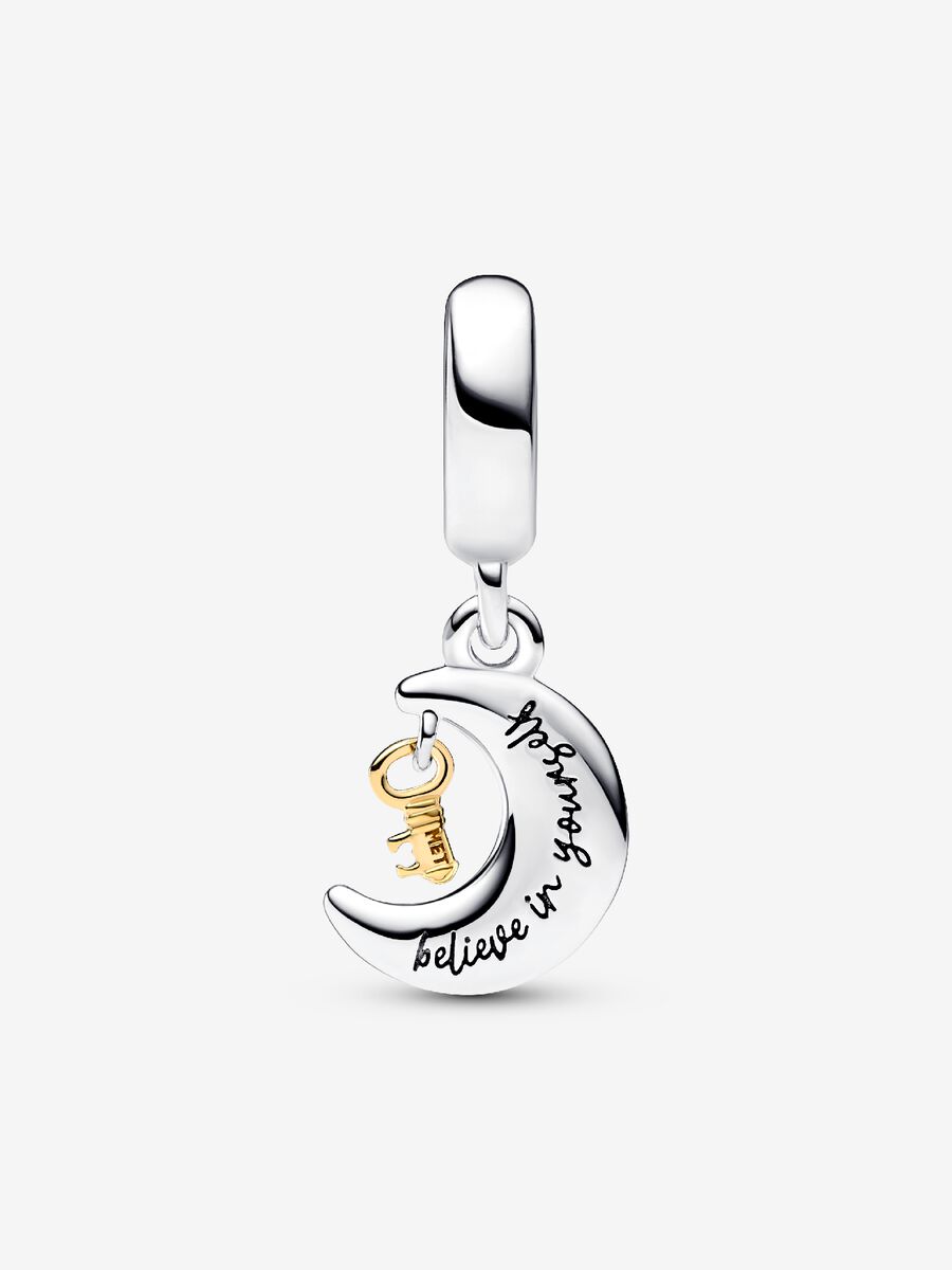 Charm Colgante Luna y Llave en Dos Tonos