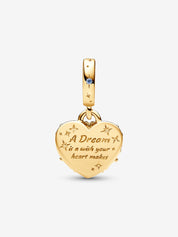 Charm  Dorado Colgante Doble Carroza y Corazón de La Cenicienta de Disney