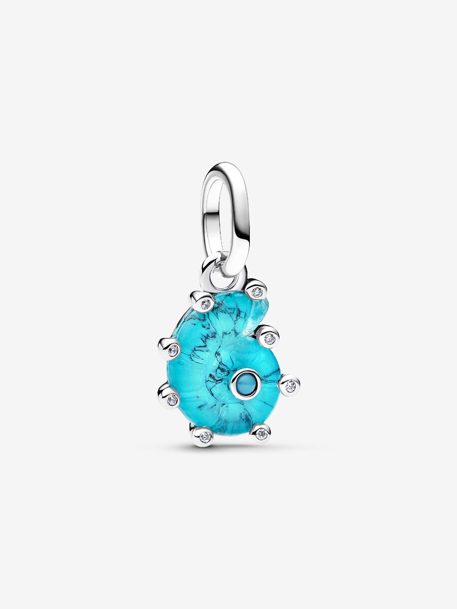 Charm colgante Caracol de mar de cristal Murano azul