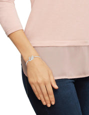 Pulsera Rígida Cisne Plateado con Cristales Swarovski