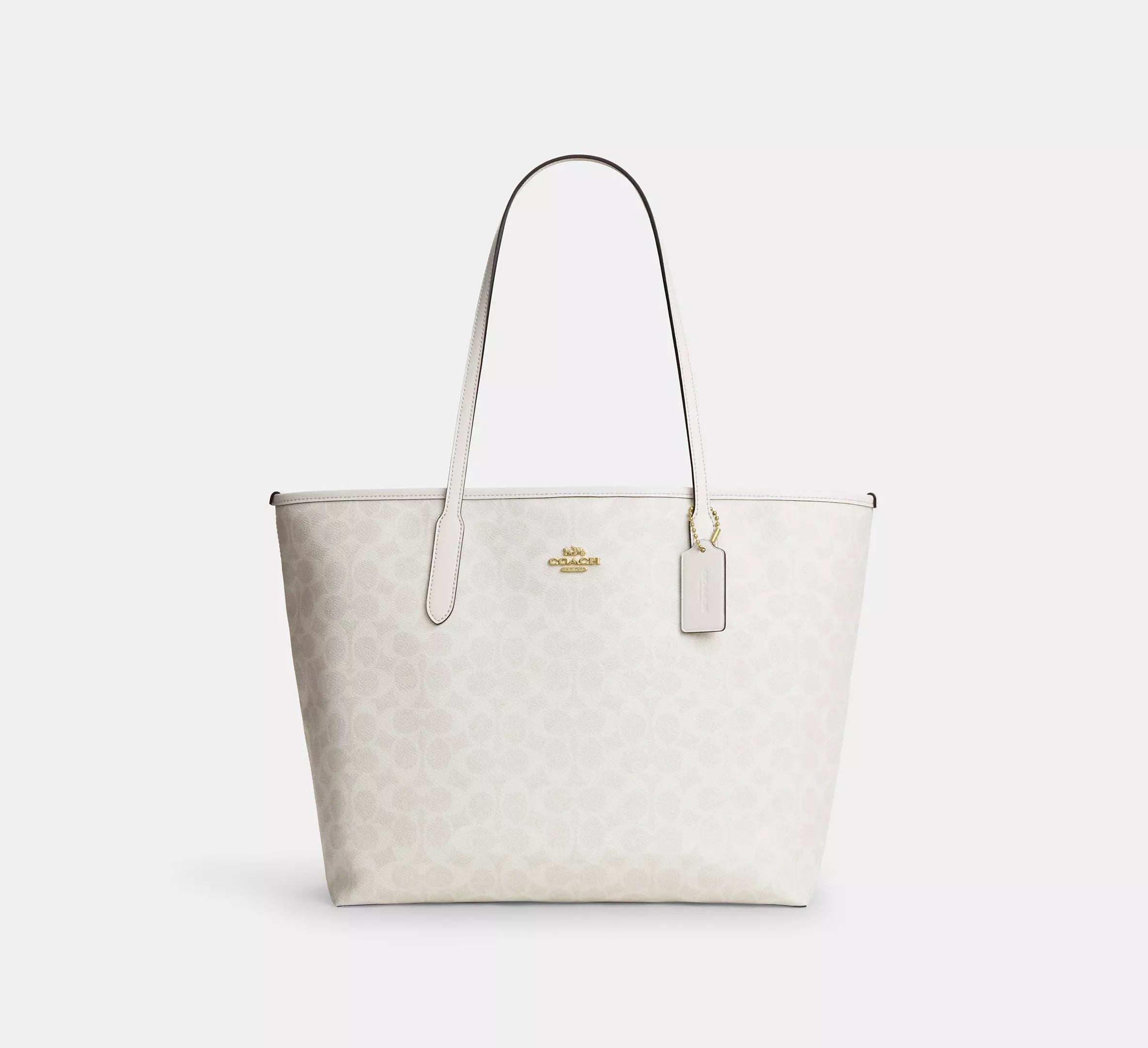 Coach City Tote – Chalk Signature Canvas con Interior Vino