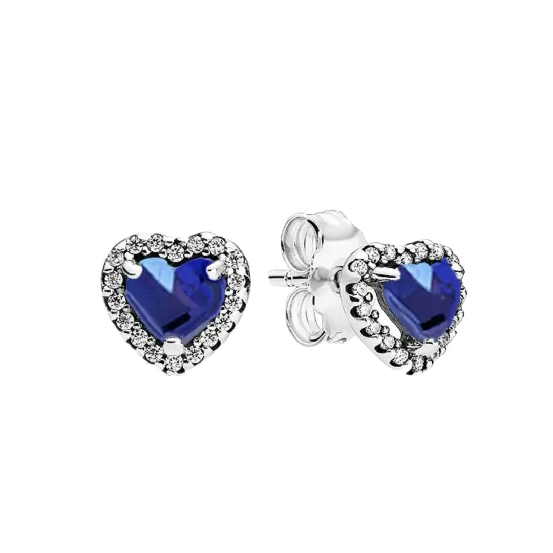 Pendientes Corazon Azul En Relieve