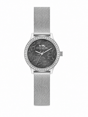 Reloj Coach Pleateado Fondo Negro de Malla
