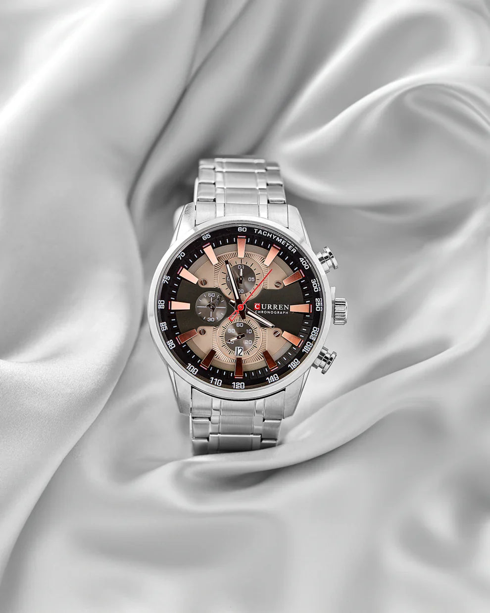 Reloj Plateado y Beige Curren 8351 Para Hombre