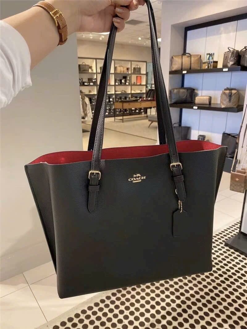 Coach Tote Bag Mollie Canvas Negra Interior Rojo