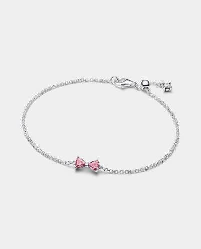 Pulsera Tenis Lazo Rosa