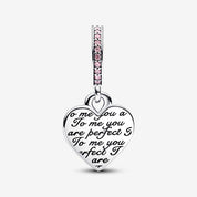Charm Colgante Doble Corazon Infinito “You Are Perfect” en Dos Tonos Rose Gold