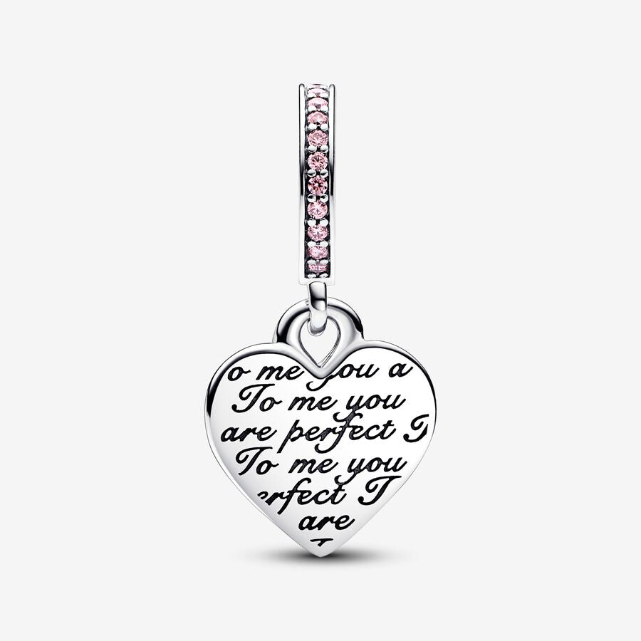 Charm Colgante Doble Corazon Infinito “You Are Perfect” en Dos Tonos Rose Gold