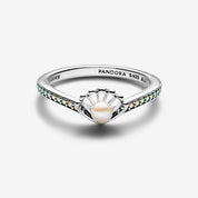 Anillo Perla Cultivada de Agua Dulce Tratada Concha Princesa Ariel de Disney