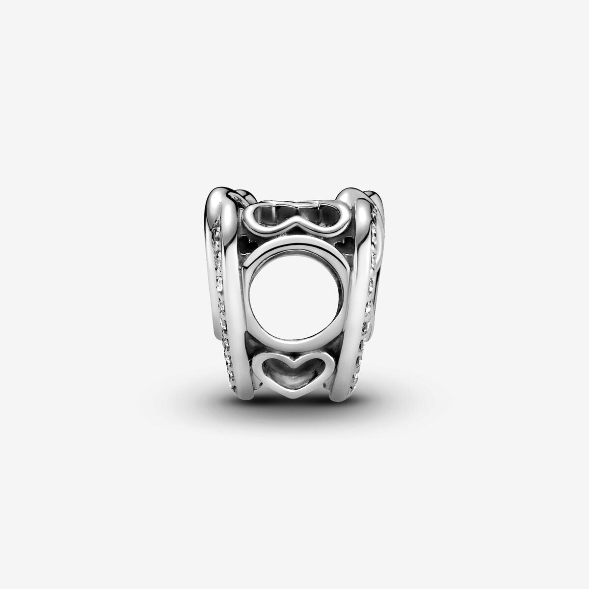 Charm Separador en plata de ley Corazones Brillantes Entrelazados