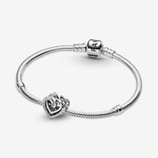 Charm Separador en plata de ley Corazones Brillantes Entrelazados