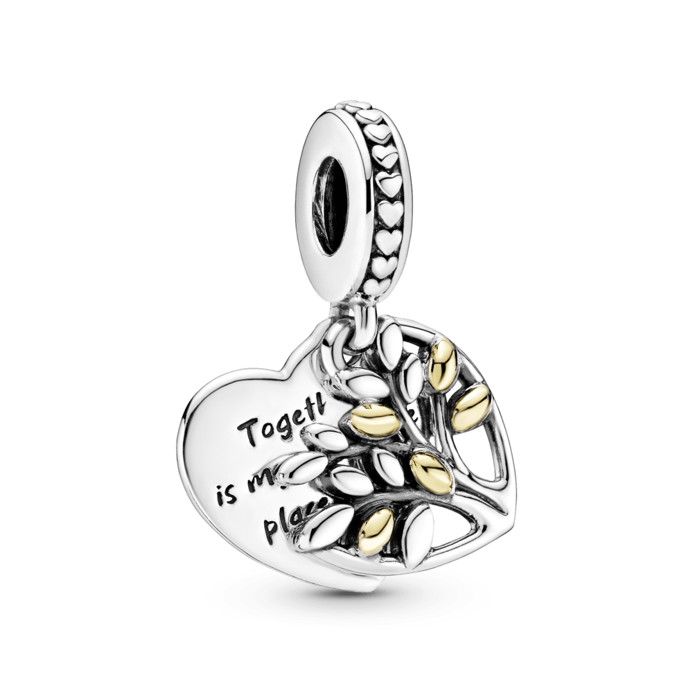 Charm Colgante Dos Tonos Corazón de Arbol Genealógico Familiar
