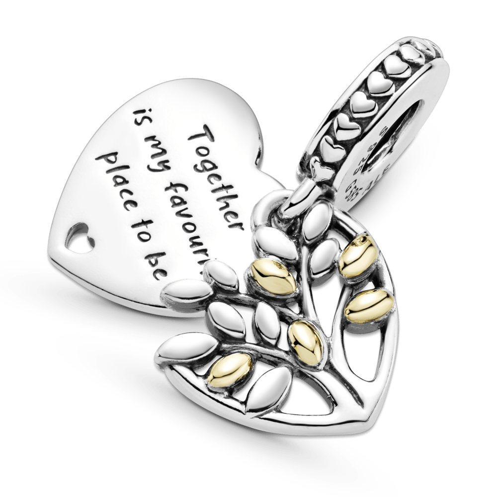 Charm Colgante Dos Tonos Corazón de Arbol Genealógico Familiar