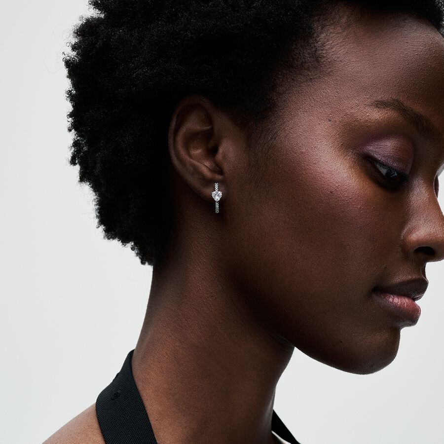 Pendientes de aro Corazón Brillante