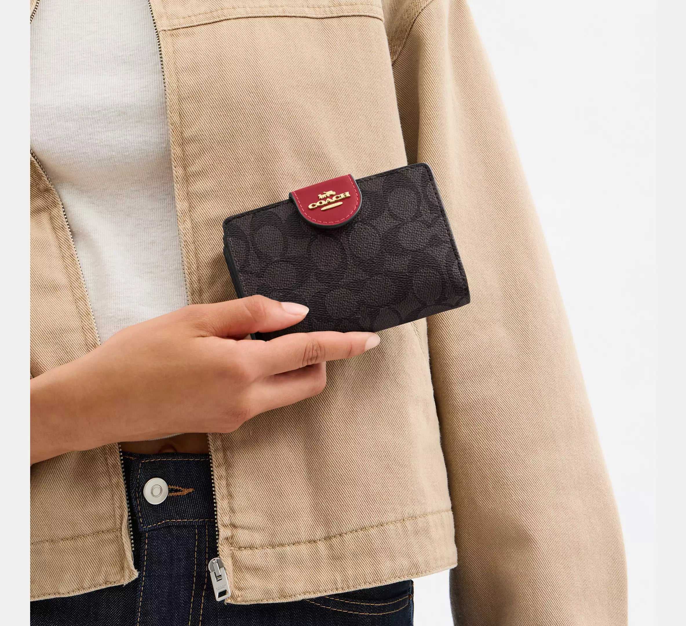 Coach Monedero Marron/Rojo