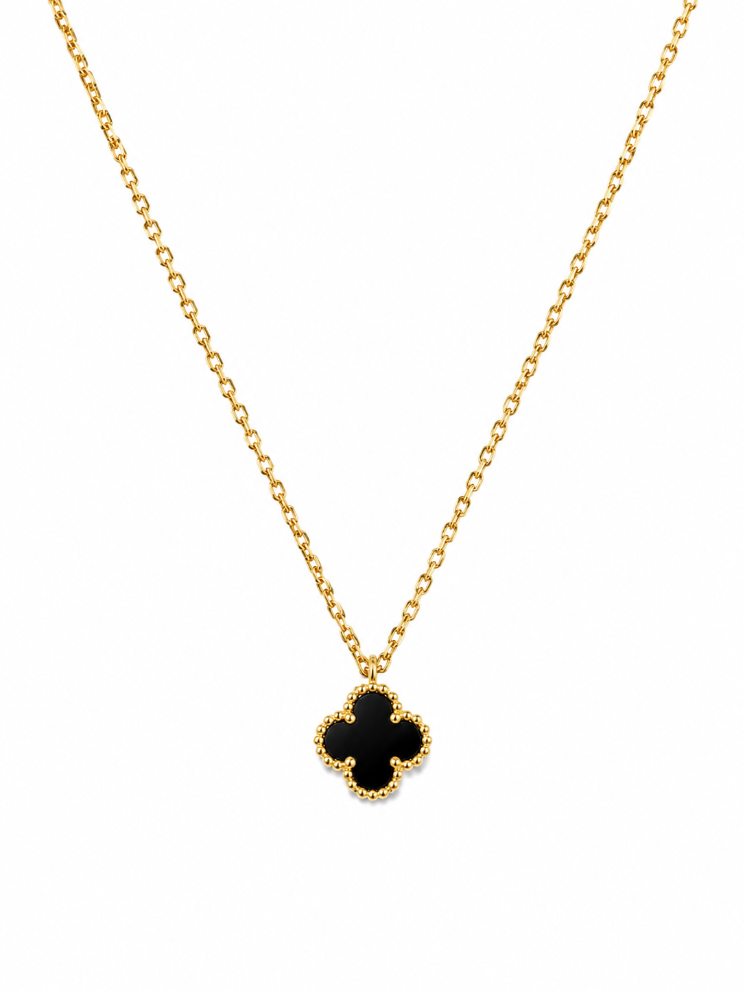 Collar Van Cleef Dorado 1 Trebol Negro Pequeño