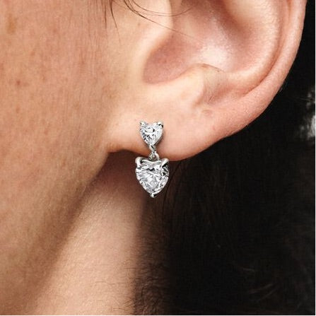 Pendientes Doble Corazón Brillante