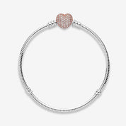 Pulsera con Cierre Rose Gold Corazón en Pave