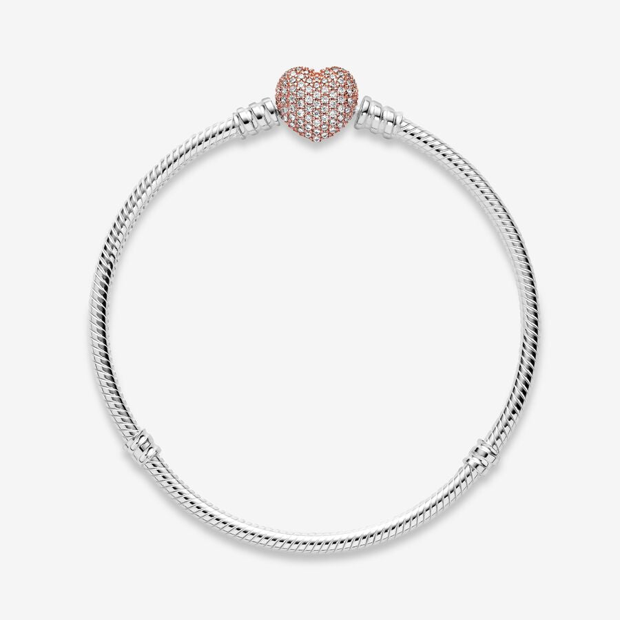 Pulsera con Cierre Rose Gold Corazón en Pave