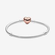 Pulsera con Cierre Rose Gold Corazón en Pave
