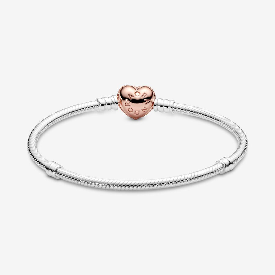 Pulsera con Cierre Rose Gold Corazón en Pave
