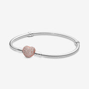 Pulsera con Cierre Rose Gold Corazón en Pave