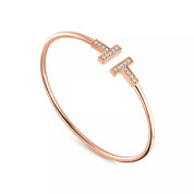 Pulsera Tiffany T Wire Rose Gold Con Zirconias
